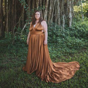 Joyfolie XL/XXL June Impact Dress in Dark Honey
